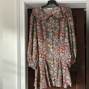Doen Silk Camden Mini Dress in Wildberry Thicket Floral, size L